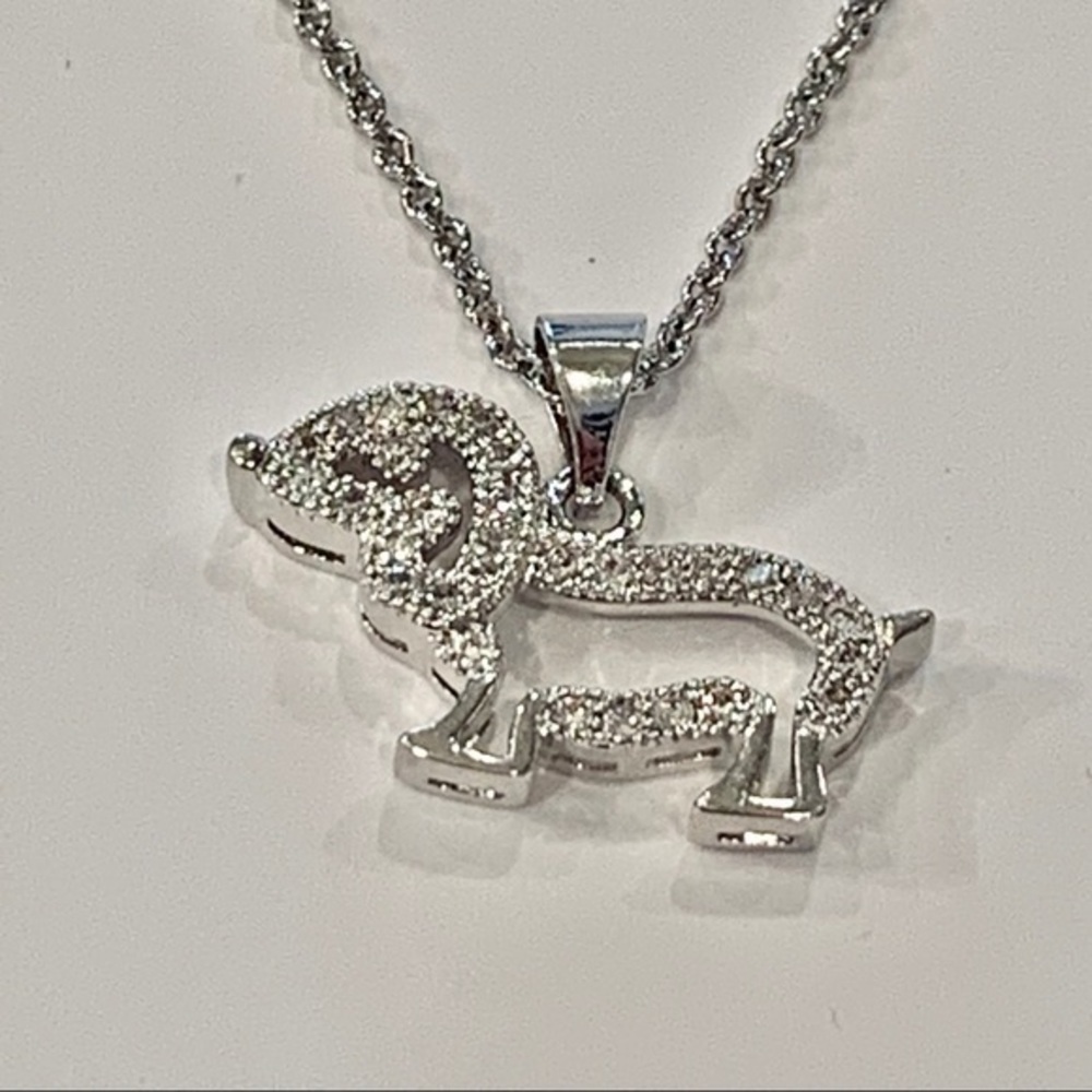 IBB silver tone crystal dog delicate necklace - Picture 2 of 8